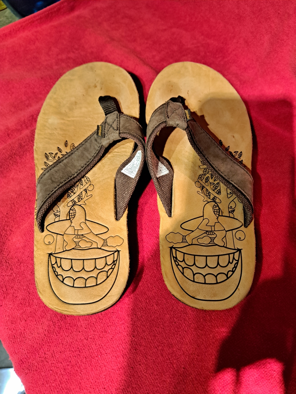 Patagonia Brown Suede Men’s Flip Flops with Graphic Insole